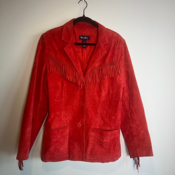 Denim&Co Jackets & Blazers - Red Fringe Lightweight Leather Jacket